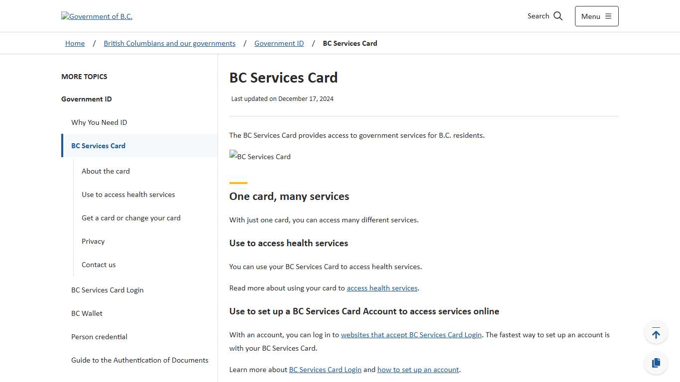 BC Services Card - Province of British Columbia